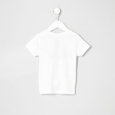 Mini boys white &#39;superhero&#39; print T-shirt